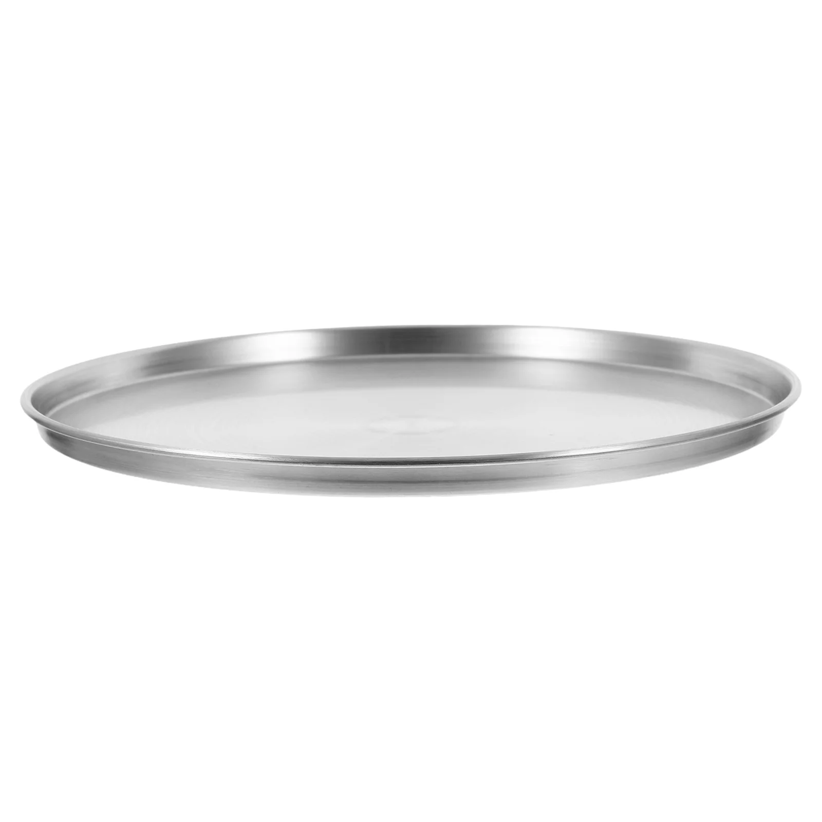 

Stainless Steel Pizza Pan Round Deep-dish Baking Tray Large Capacity Kitchen Fruit Plate Even Heating Metal Snack Tray