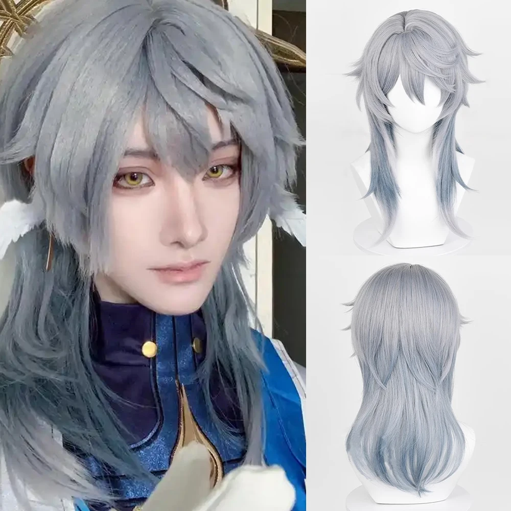 

Синтетический длинный прямой пушистый парик омбре серо-синий для косплея в стиле аниме, для женщин и мужчин, для повседневной носки и вечеринок