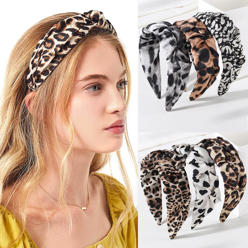 1/3Pcs Bohemian Leopard Pattern Headbands for Women Twisted Knotted Floral Hair Band Girls Vintage Hairbands Hair Accessories ﻿