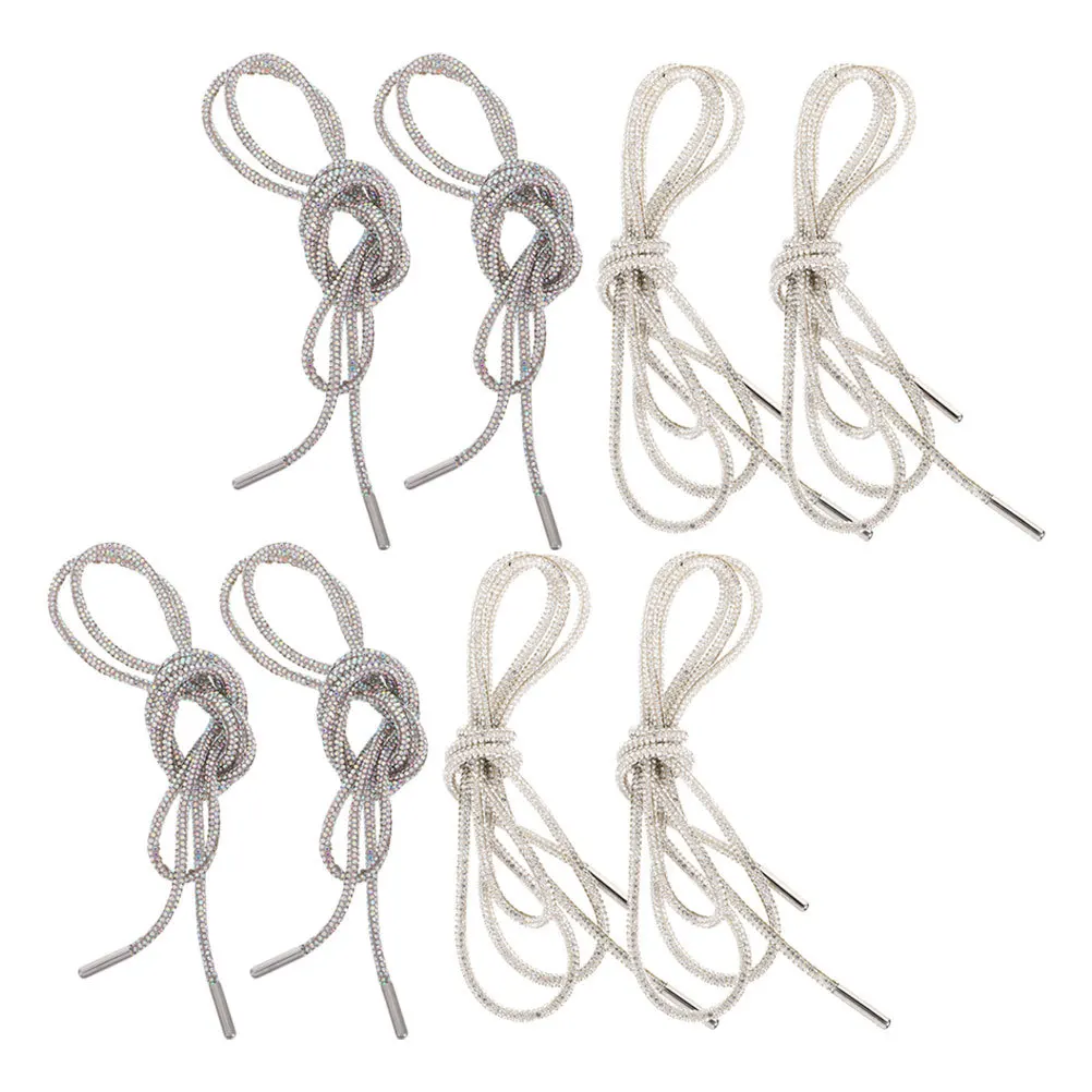 

4Pcs Rhinestone Shoelaces Glitter Decorative Sparkling Rope Round Cord for Sneakers Hoodies Shorts Sweatpants Versatile
