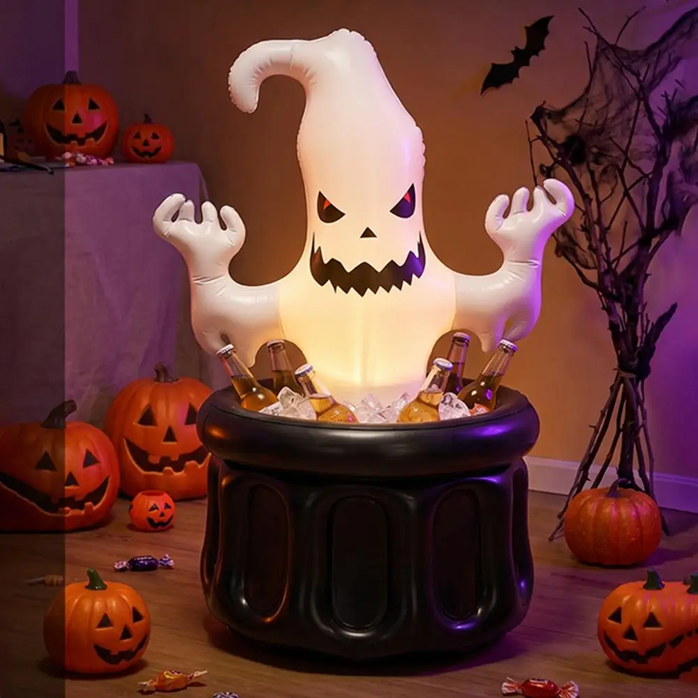 Inflatable Ghost Ice Bucket Halloween Party Drink Tub White Ghost Beverage Cooler Outdoor Picnic Ice Bucket