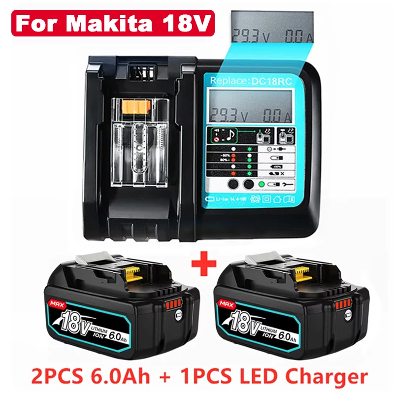 18V 6.0 Ah Rechargeable Battery For Makita Power Tools With LED Li-ion Replacement LXT BL1860 1850 18v 6000mAh