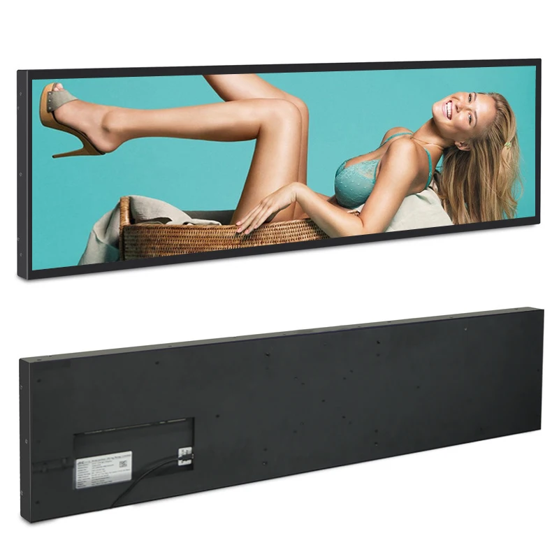 Wall Mounted 35.9 inch LCD Bar Display Digital Signage TFT Ultra Wide LED Strip Screens Stretched Bar for Advertising