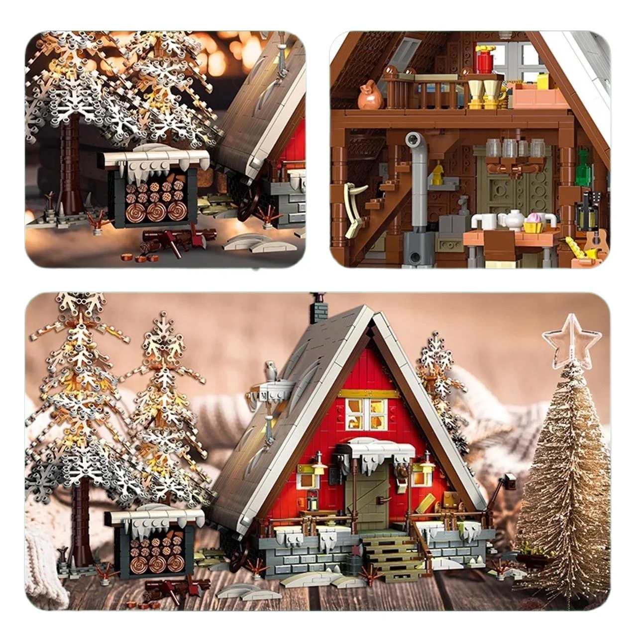 2355 قطعة عيد الميلاد عرض الشارع منزل سانتا المقصورة نموذج اللبنات الطوب الثلوج الشتاء الغابات وحدات العمارة اللعب الهدايا #3