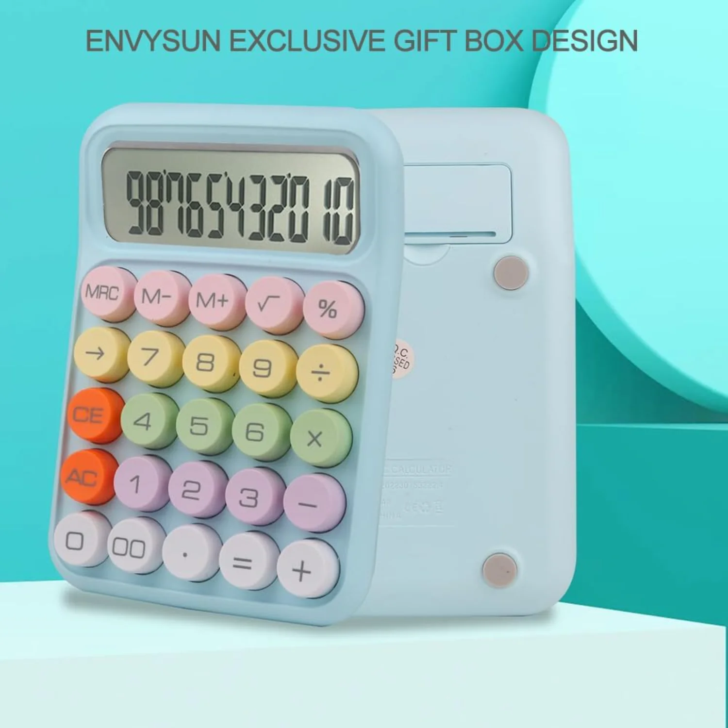 Candy Calculator,Mechanical Calculator Cute 12 Digit Large LCD Display Big Round Button Calculator,Easy to Press,for School Offi