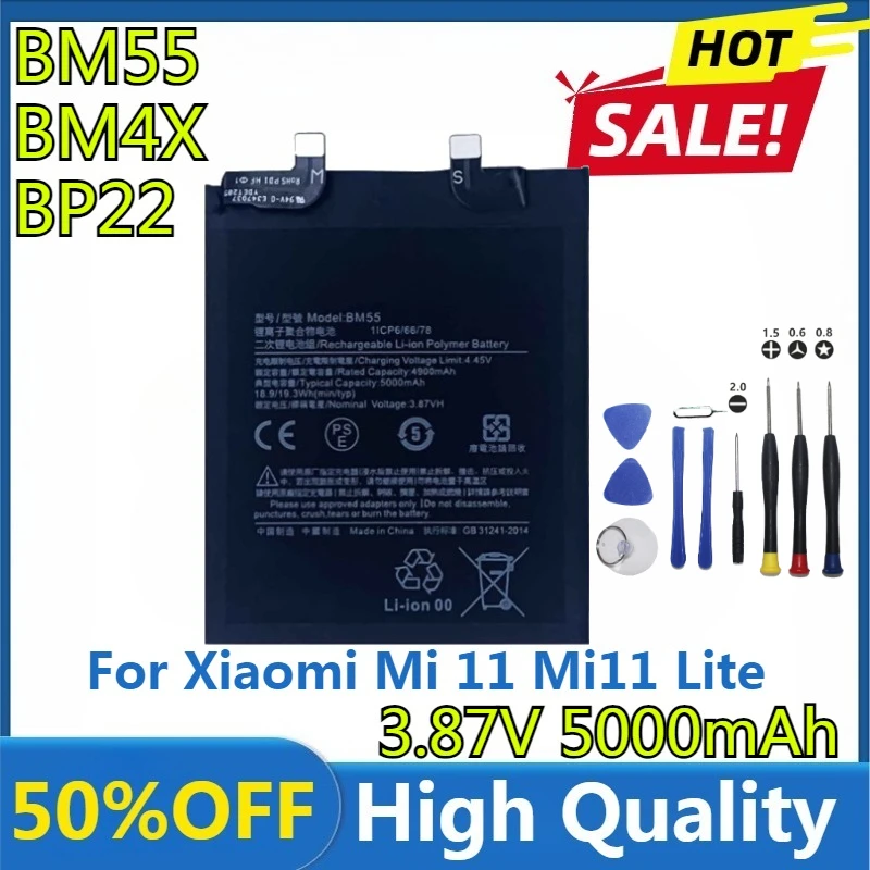 

New BP42 BM4X BM55 Battery for Xiaomi Mi 11 Mi11 Lite /Xiaomi11 /Xiaomi11 Pro /Xiaomi11 Ultra Phone Batteries+Tools