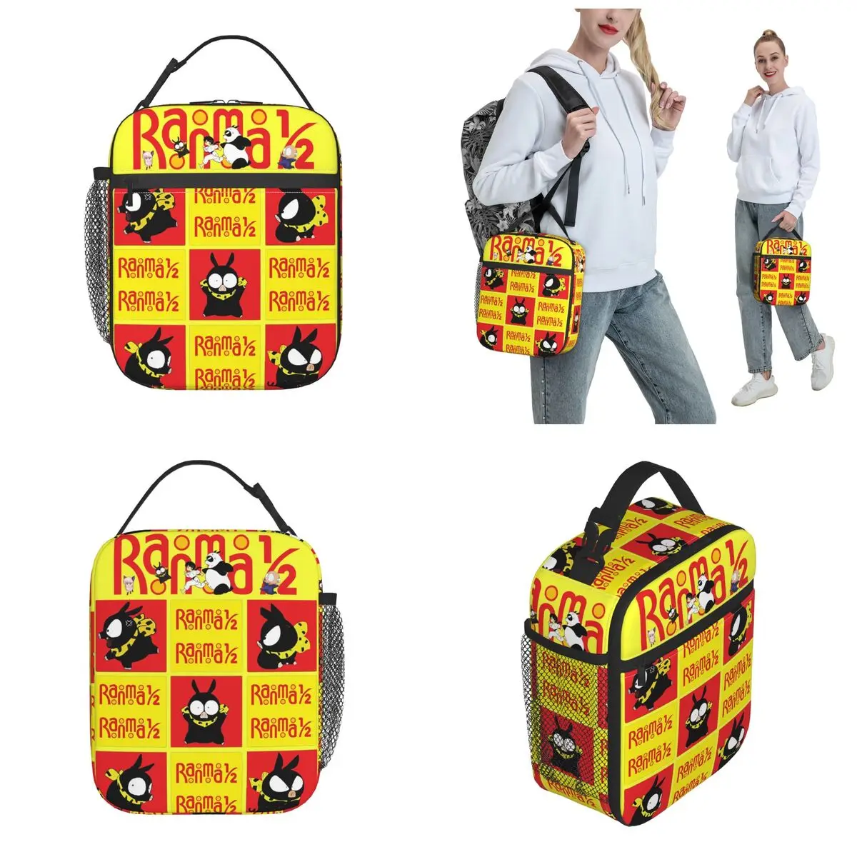 Ranma 1/2 Insulated Lunch Bag School Ranma Saotome Ryoga Hibiki Storage Food Box Portable Unique Design Cooler Thermal Bento Box