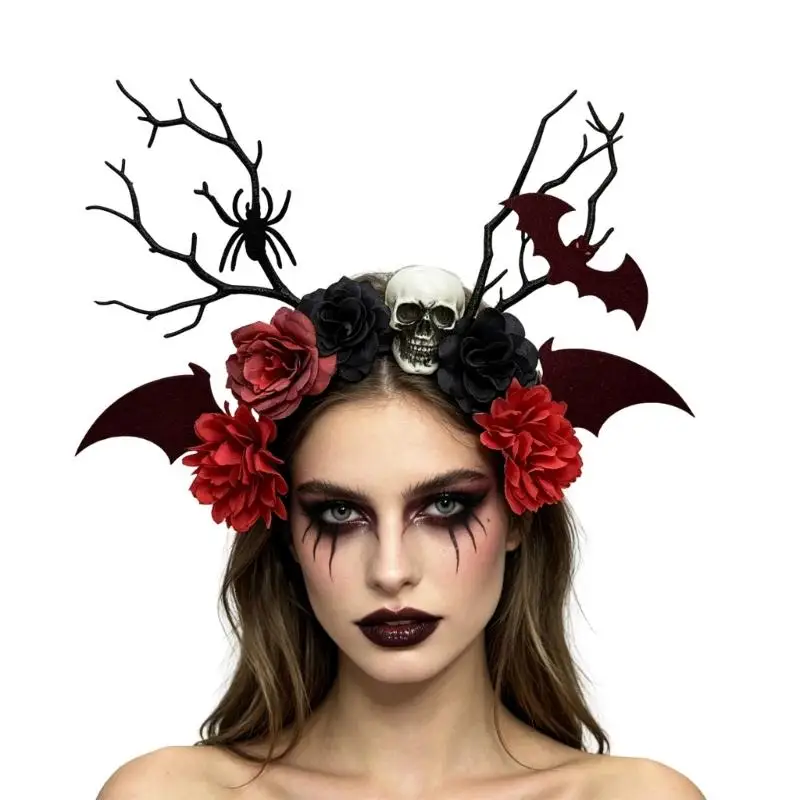 A52E Elegantes Halloween-Haarschmuck-Design mit detaillierten Zweigen und falschen Blumen – Detail 9