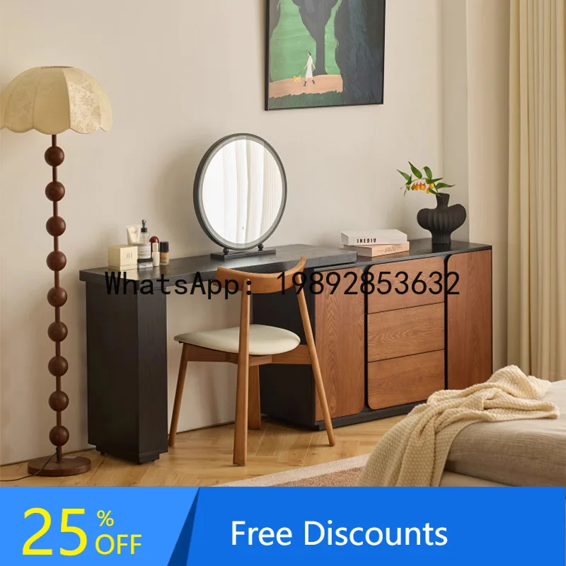 LYY Xiangya Mid-Ancient Style Dressing Table with Extendable Chest of Drawers, Integrated Retro Small Apartment Storage Cabinet,