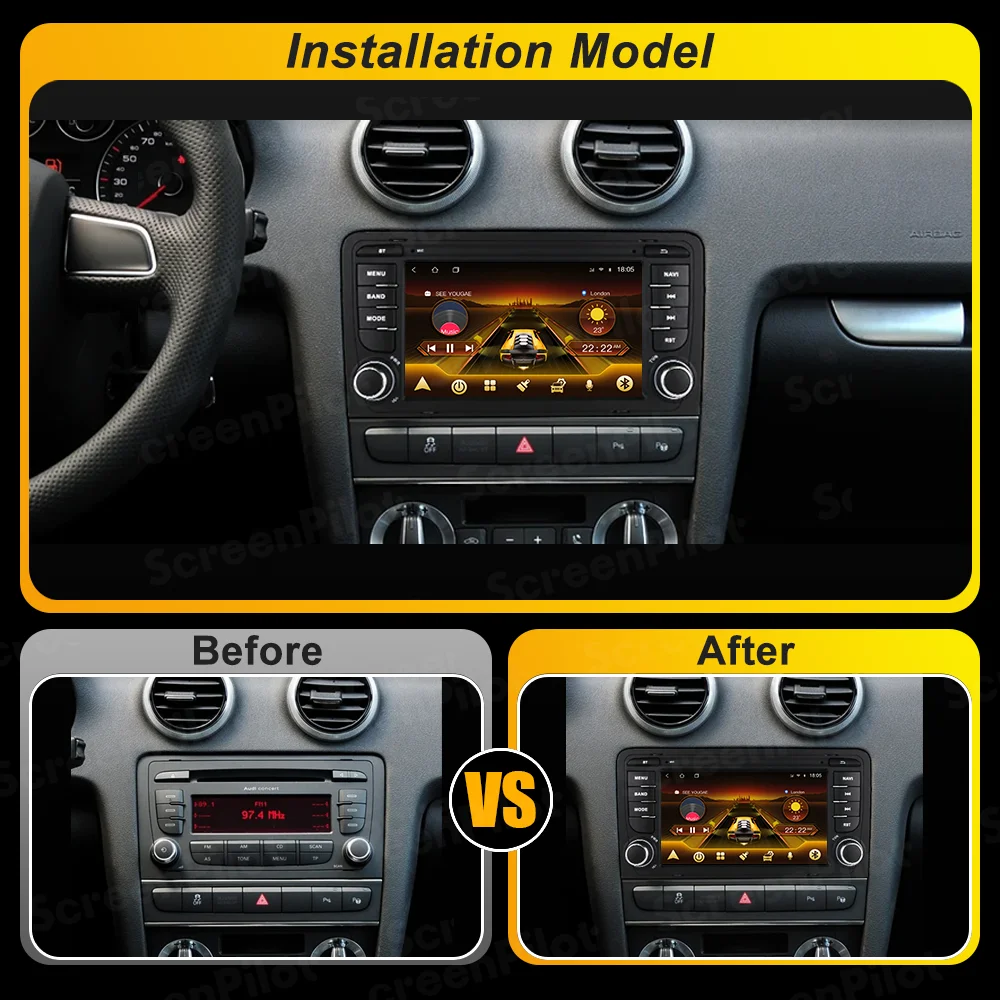 For Audi A3 S3 2003 2004 - 2009 2010 2011 2012 RS3 8P Android 15 Stereo Head Unit Multiedia Video Player Carplay Bluetooth Touch