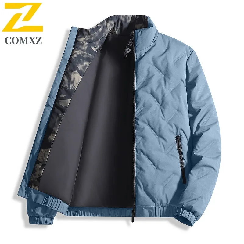 COMXZ New Men Cotton Coat Stand Collar Commuting Office Lightweight Parkas Business Casual Cold Protection Warm Winter Garment