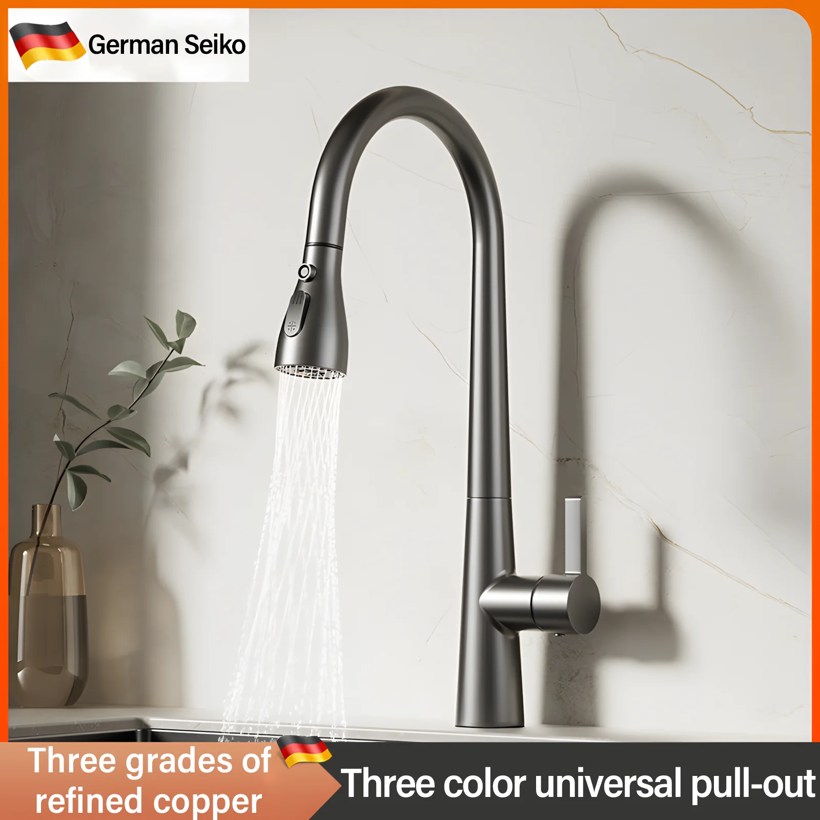 

Кухонный выдвижной медный смеситель для горячей и холодной воды, выдвижной универсальный поворотный смеситель для стиральной машины и раковины для посудомоечной машины