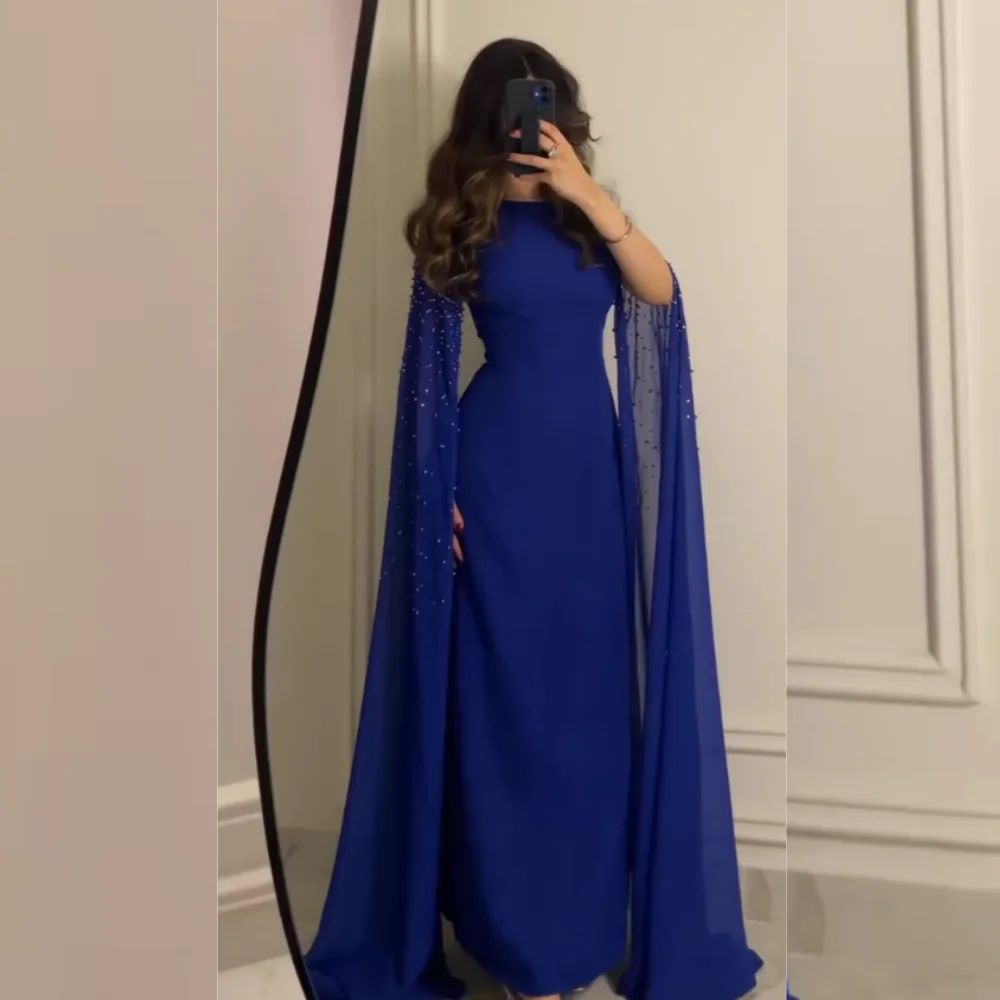 

Customized Jersey O-Neck With Beading A-line Long Dresses Bespoke Occasion High Quality Evening Prom Elegant Party Wedding