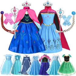 Vestido feminino de Elsa e Anna Princesa Fantasia, Frozen, Rainha da Neve, Cosplay, Halloween, Natal, Carnaval, Festa, Disfarce, Roupa