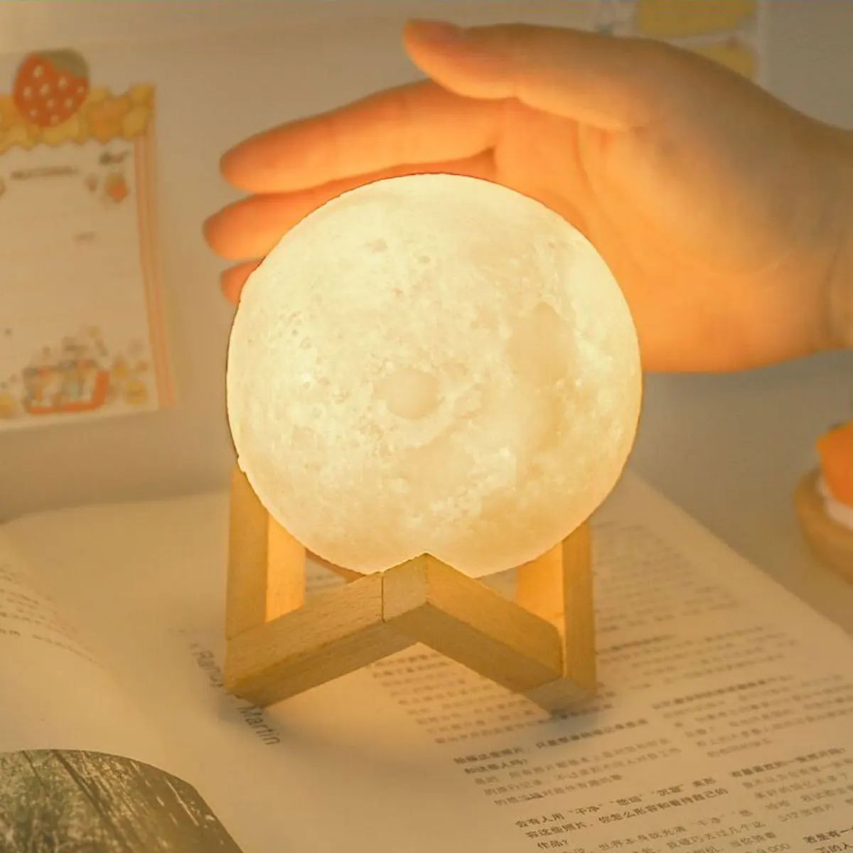 8cm Moom Night Light Romantic Atmosphere Creative Gift Moon Light LED Bedroom Bed Decoration Ambiance Light Lamp Soft Warm Light