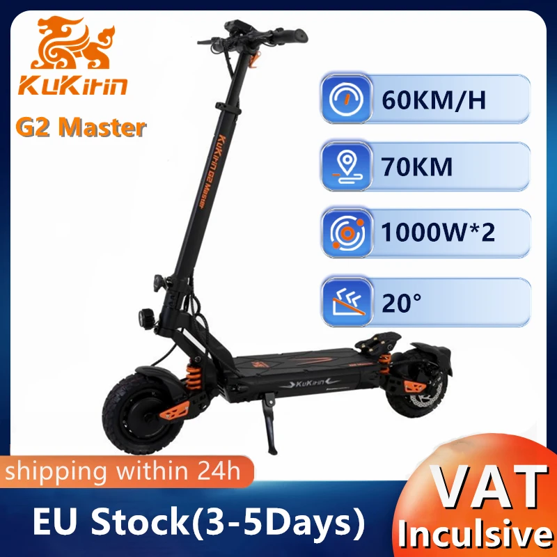 EU Stock Original Kukirin G2 Master Electric Scooter 52V 20.8Ah 2*1000W Motor 60KM/H Speed Hydraulic Shock Absorber Kickscooter