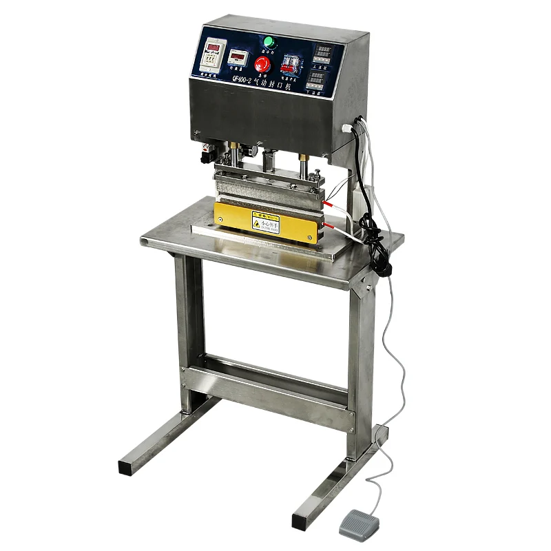 QF400X2 Model Pneumatic Type Foot type aluminum foil sealing sealer machine heat manual sealer sealing machine