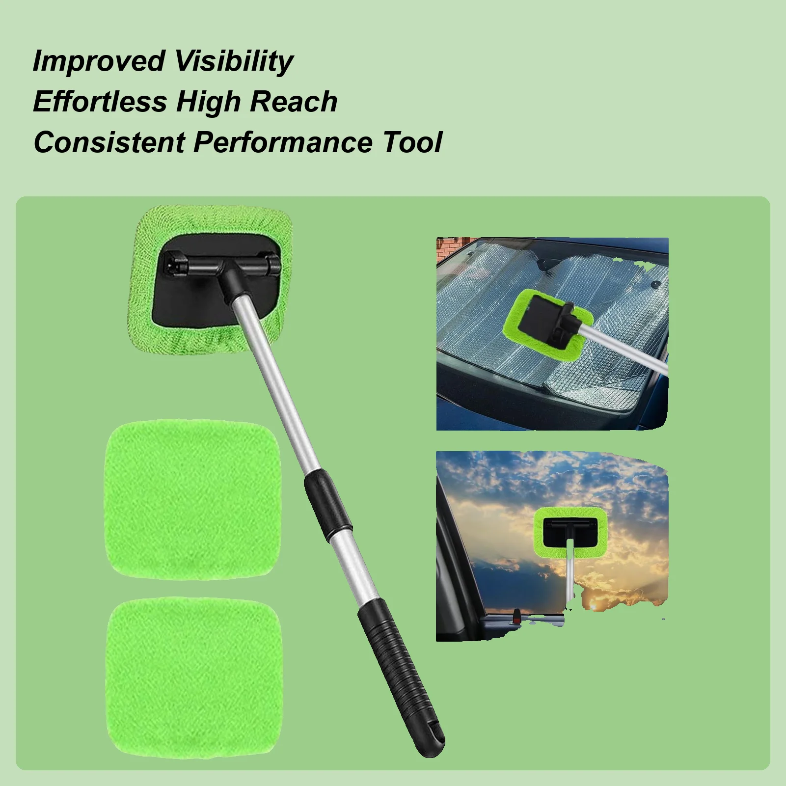 Telescopic Car Windshield Window Cleaner Brush 180 Degree Rotating Long Handle for Bathroom Shower Tile Glass Cleaning Tool