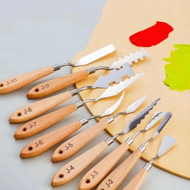 

Art Scraper Texture Knife Art Palette Knife Special-shaped Scraper Oil Painting Acrylic Paint Tool for Art Students 10Pcs