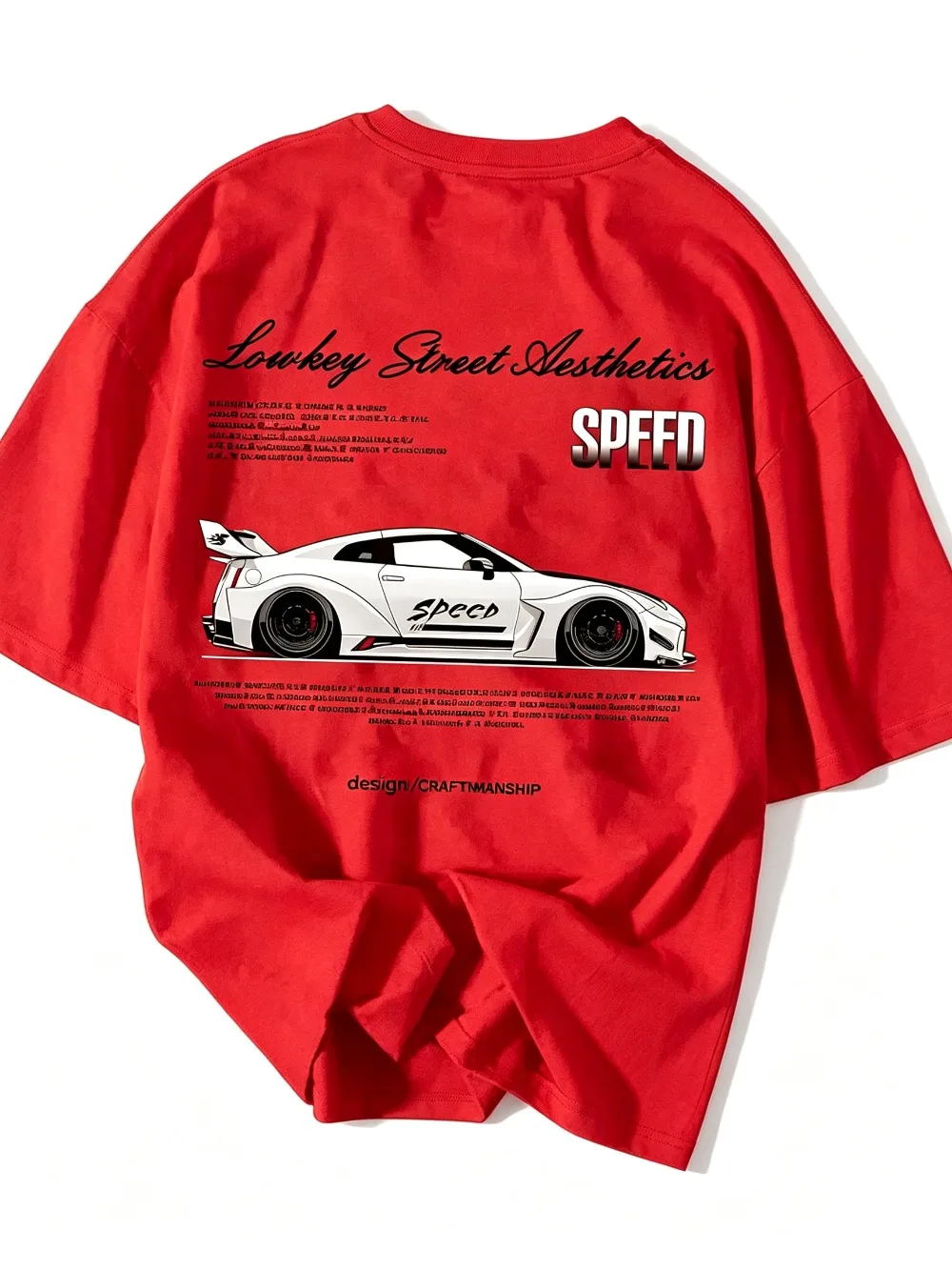 2026 New Arrival Lowkey Street Aesthetics Short Sleeve T‑Shirt, JDM Modified Sports Car Text Back Print Unisex Tees
