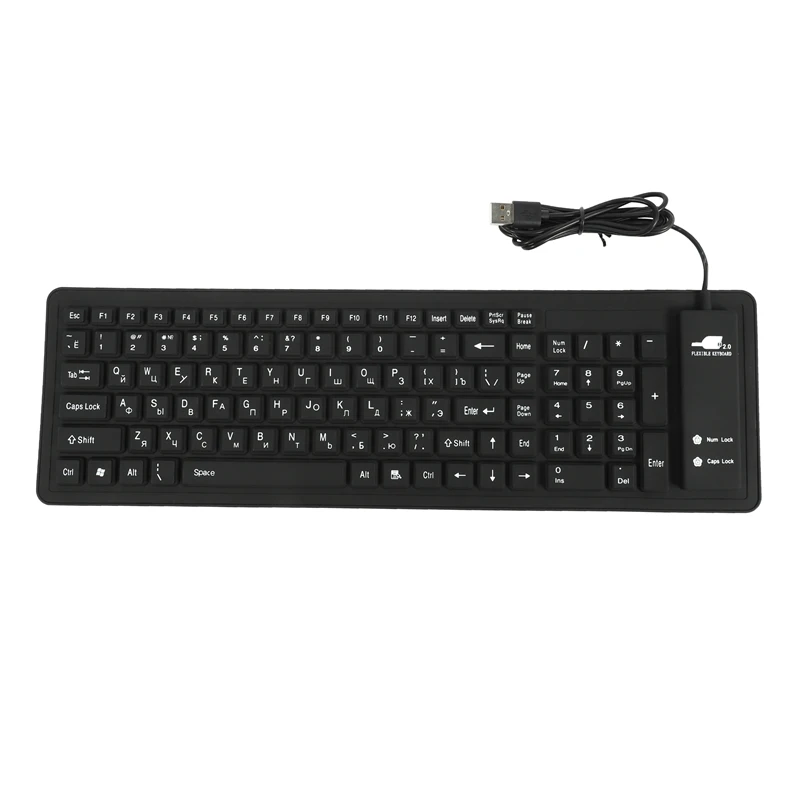 103Keys Silicon Keyboard Russian Layout USB Interface Keyboard Flexible Foldable Wired Keyboard For PC Desktop Laptop