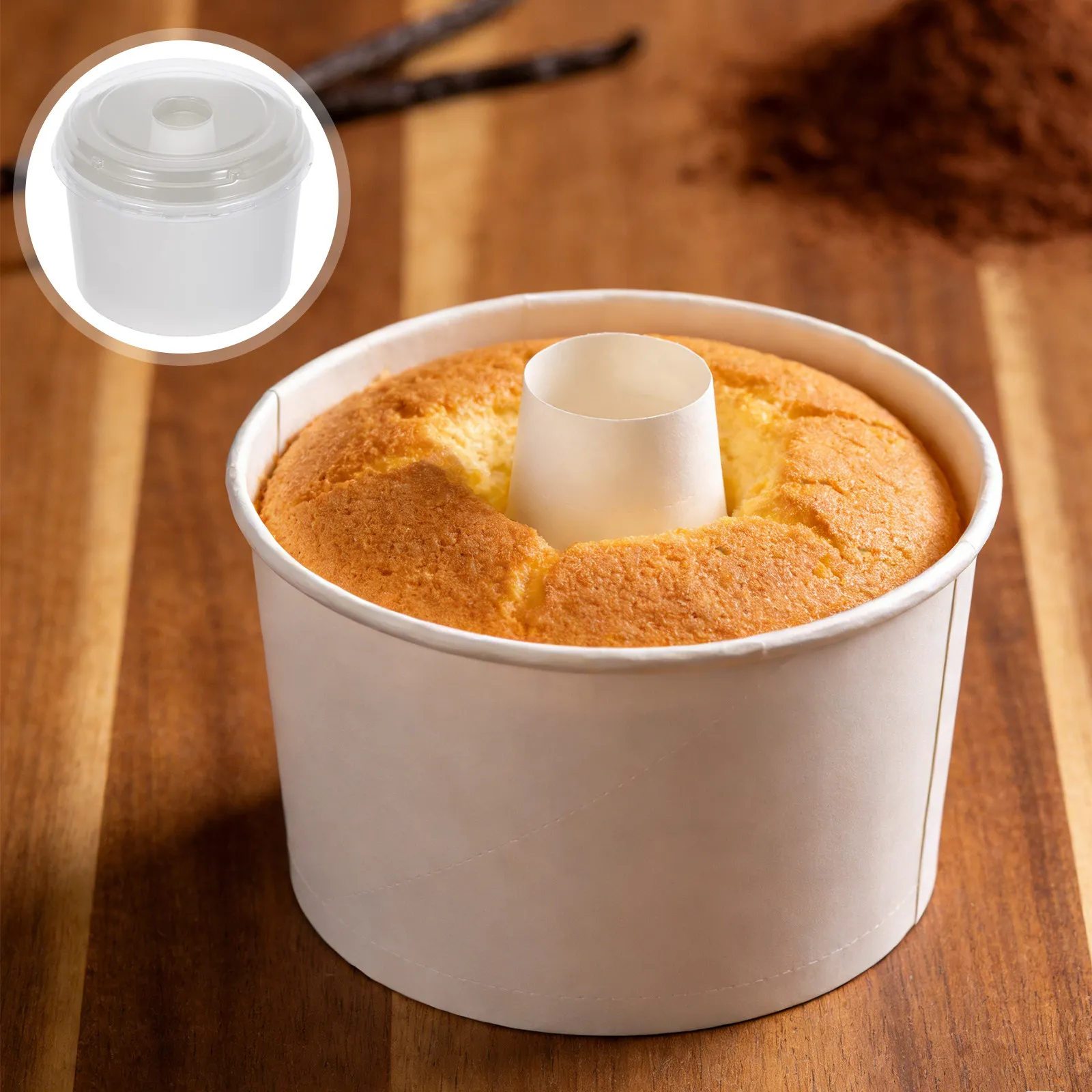 20Pcs Chiffon Cake Boxes Small Round Paper Baking Cups 5.7 Diameter Lidded Pastry Packaging Box Individual Baked Goods Holder