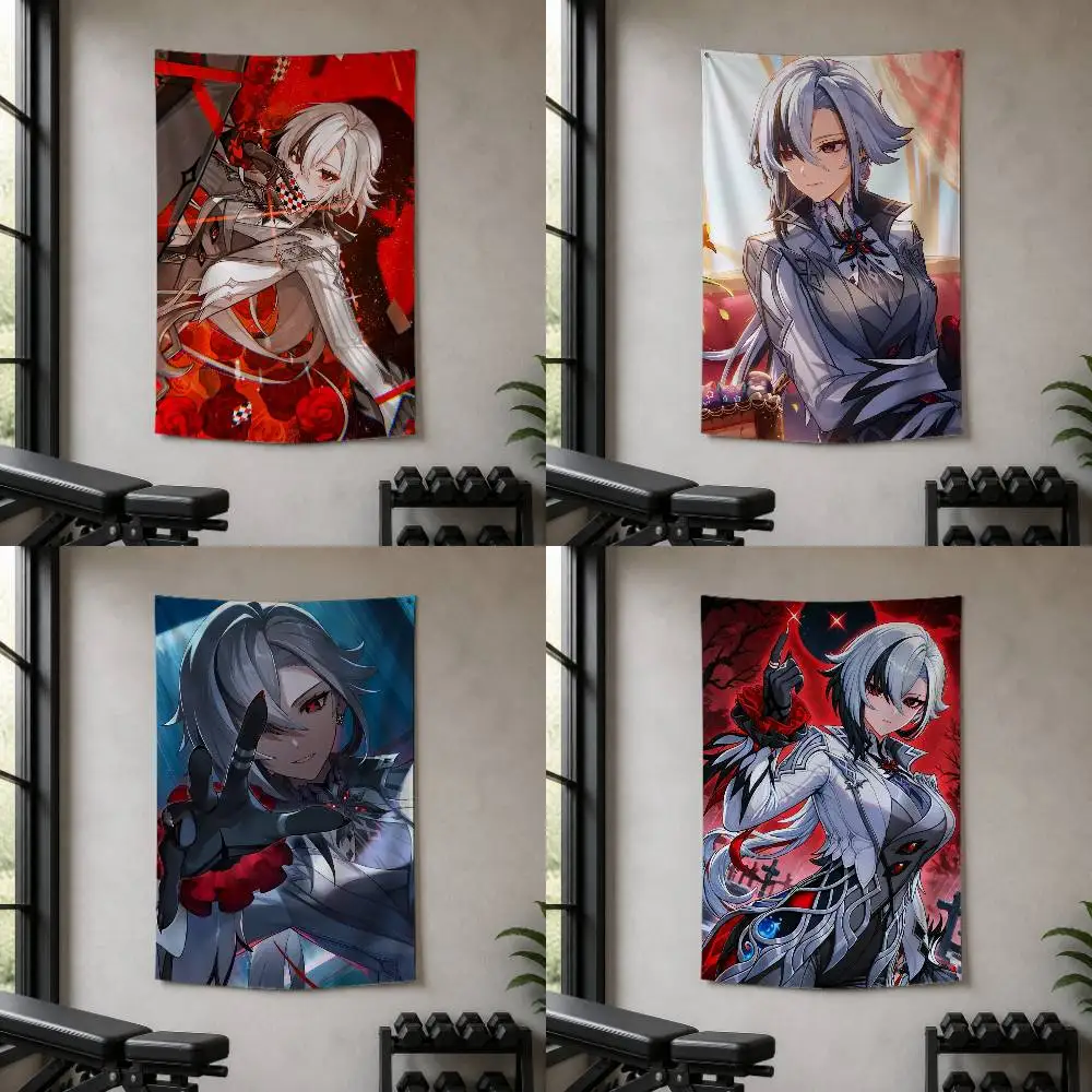 G-Genshin A-Arlecchino Decorative Wall Flag Banner for Home Garden Garage Indoor Outdoor Decor