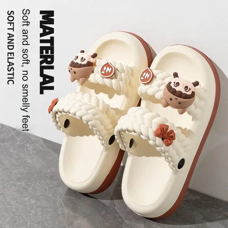 Cartoon Slippers Thickened Women Summer Outdoor Sandals with Two-way Wear Non-slip Indoor and Outdoor Beach Children Sandals