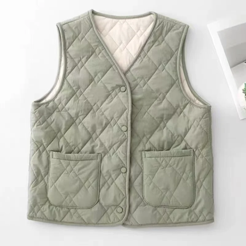 Warm solid color women vest autumn and winter Korean fashion vest slim fashion  2025 Casual Elegant horse clip jacket for women