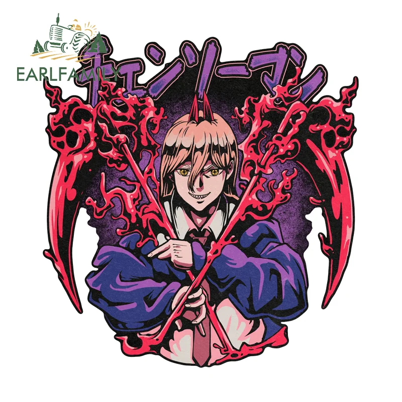 EARLFAMILY Tentacle Flame Makima Chibi Power Car Stickers Fanart Chain School JDM Saw Female Accessories Anime Funny Decals