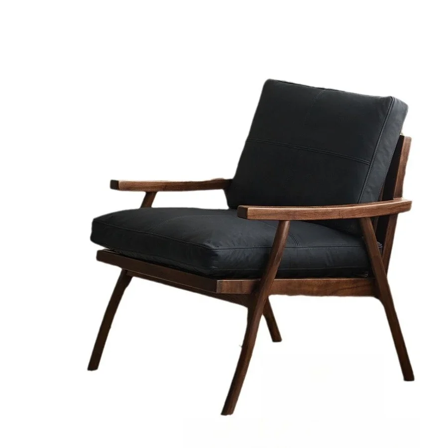 

North America, black walnut lounge chair, Nordic solid wood, single sofa chair, living room