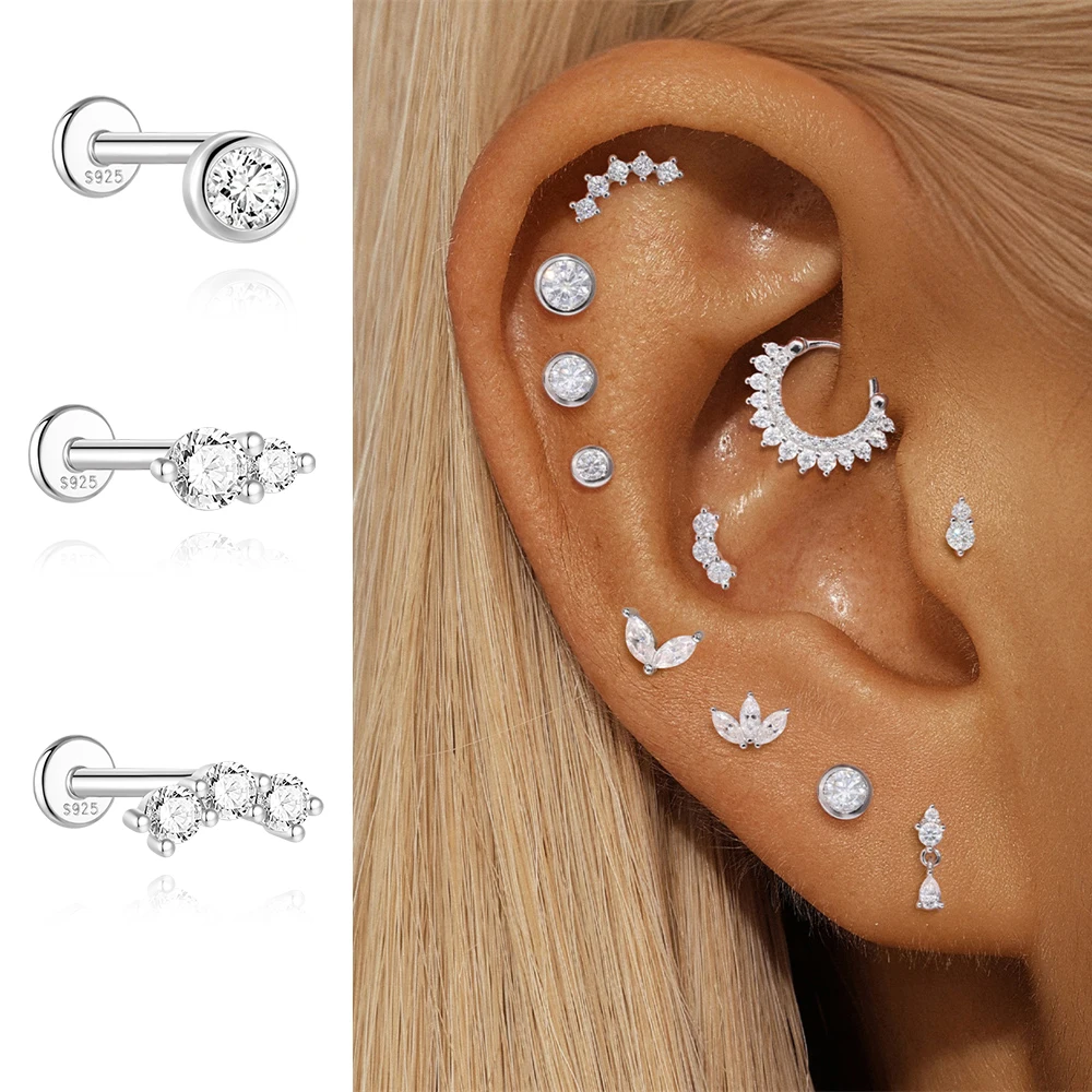 CANNER 925 Sterling Silver 2/3/4mm Moissanite For Woman 1 Piece geometric Round Piercing Party Wedding Fine Jewelry Gift