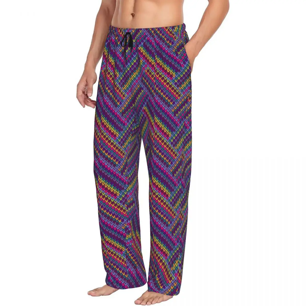 Custom Vintage Boho Style Pajama Pants Men Lounge Sleep Drawstring Sleepwear Bottoms with Pockets view 2