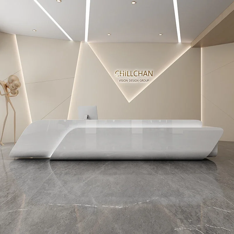 مكاتب الاستقبال الحديثة الخروج أمين الصندوق مكافحة الجمال أدراج تخزين الكمبيوتر الاستقبال الجمالي أثاث صالون Mostrador #1