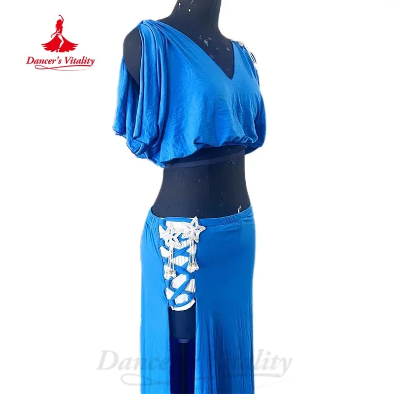 BellyDance Costume Set Custom V-neck Top+Split Long Skirt 2pcs Adult and Children's Oriental Dance Professional Training Clothes