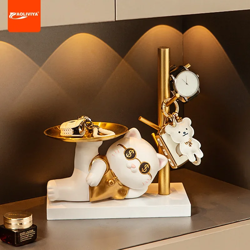 

Aoliviya Fortune Cat Hallway Key Ornaments Gathering Home Living Room Modern Light Luxury Decoration Moving into the New House W