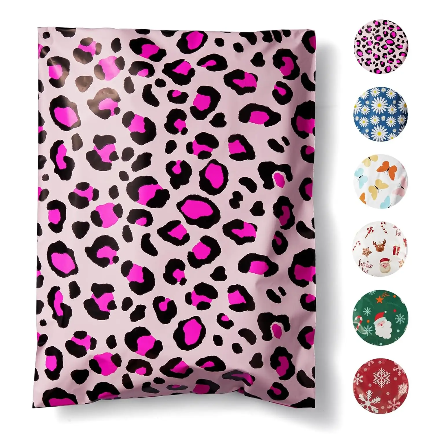

10x13 Poly Mailers 50pc, Pink Leopard Print, Self Adhesive, Waterproof, Sturdy Shipping Bags for Clothes