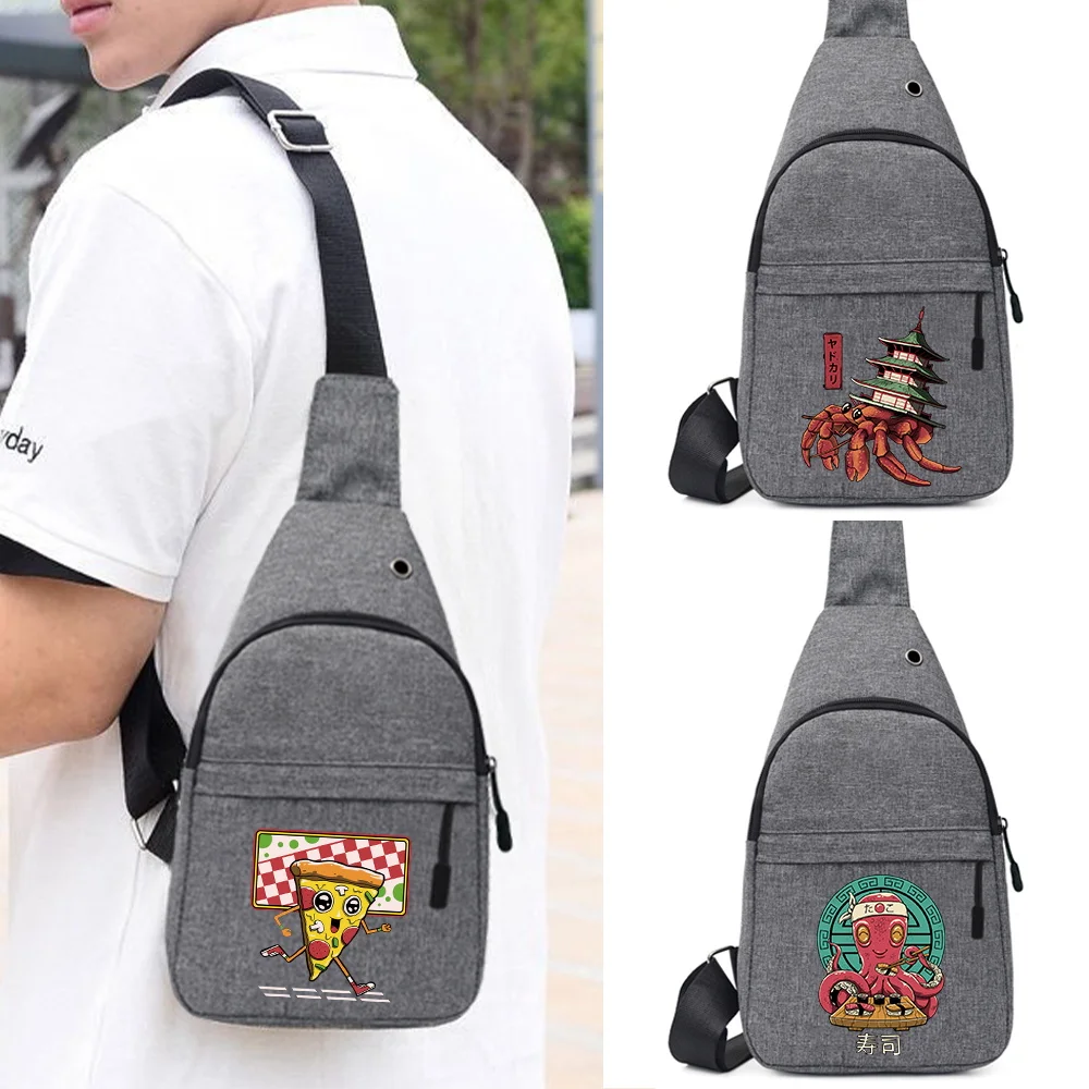 

Outdoor Chest Bag Men Short Trip Travel Carry Pack Jogging Zip Fanny Pack Cute Monster Print Phone sling Bag Fashion Waist Bag