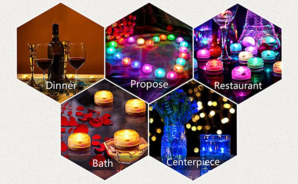 Wedding Tea Light Battery Powered Submersible LED Lights Underwater Atmosphere Night Lamp Remote Christmas Party Vase Decoration