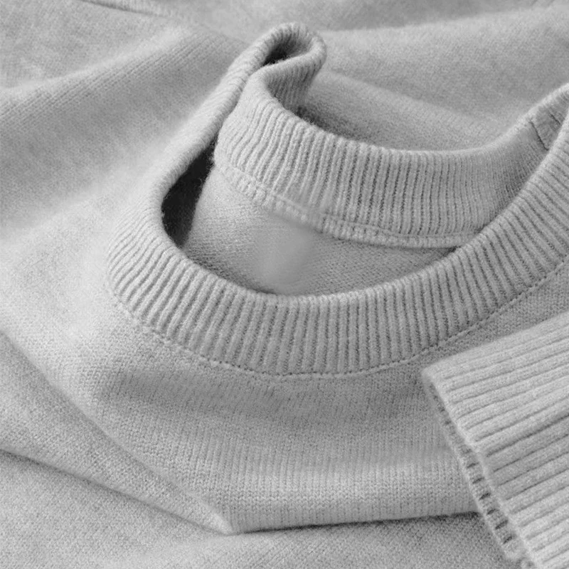 

Мужской вязаный пуловер с длинными рукавами, классический свитер с круглым вырезом, мягкие повседневные свитера, легкий однотонный мужской свитер