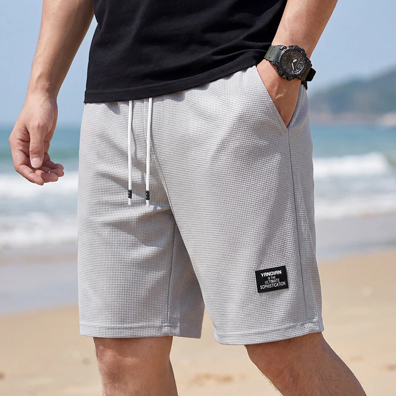 

Breathable Men's Shorts Quick Dry Summer Beach Shorts EU Size Grey Black Daily Wear Elastic Waist Casual Short Sports Shorts