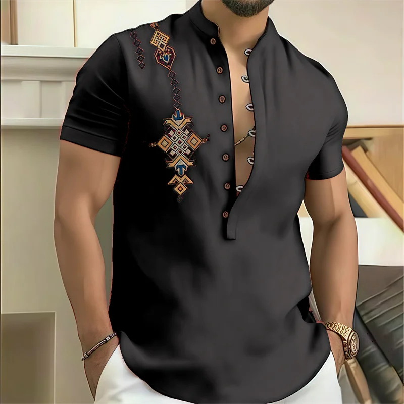 

9-цветная мужская льняная модная рубашка с короткими рукавами, свободная ткань с короткими рукавами, топ рубашки с короткими рукавами в этническом стиле