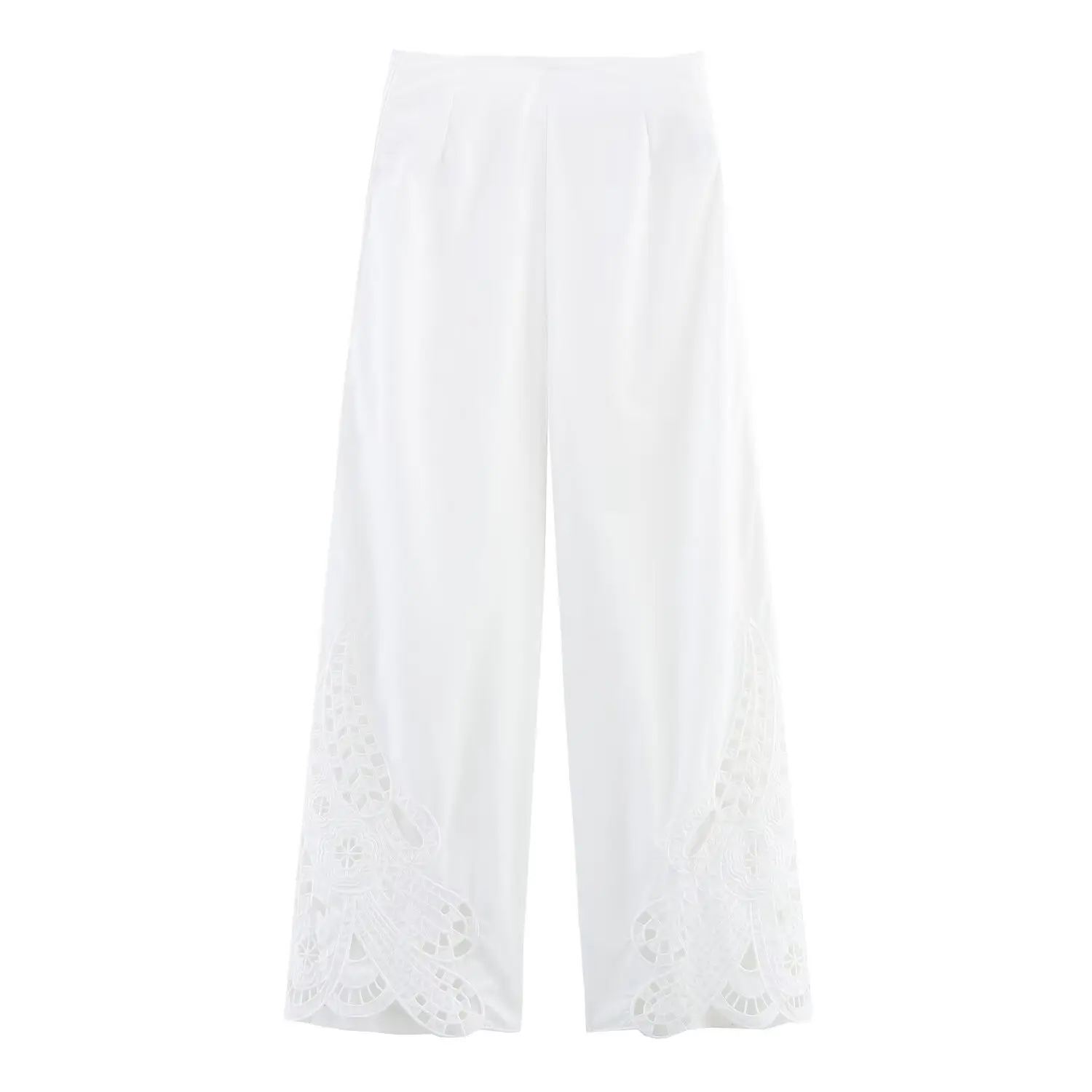 

JNLEAOG Autumn New Faion Design Hollow Embroidery Commute Sle Women's Suit Straight Leg Pants mid Waist Long Trousers