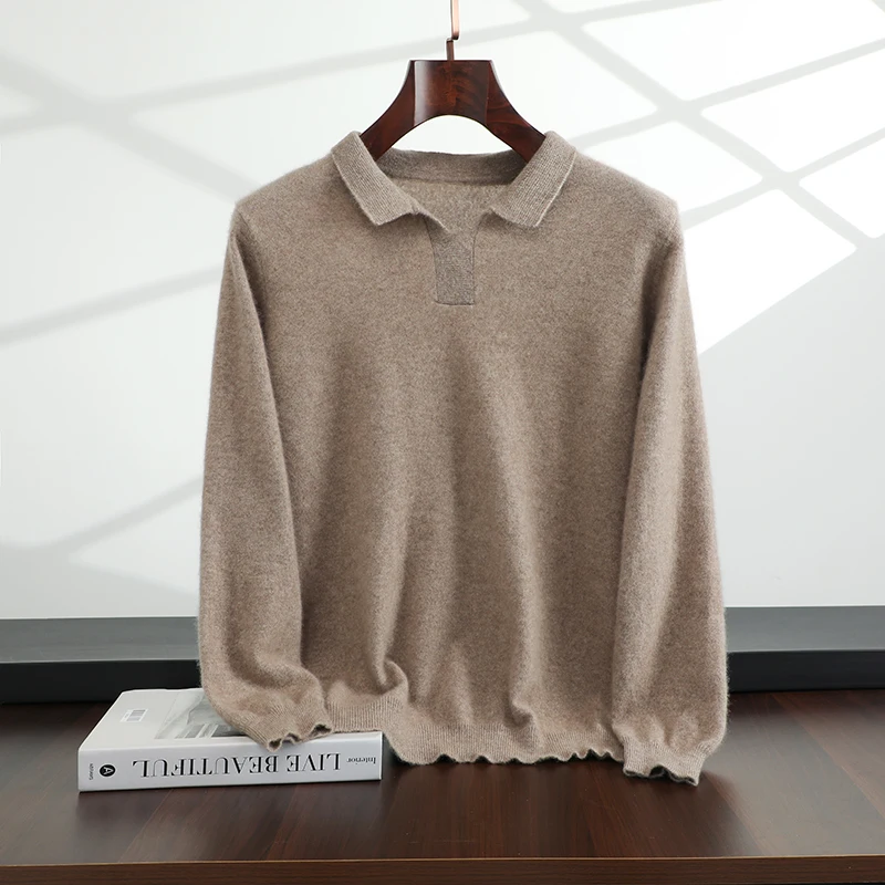 

Seagull Collar Long-Sleeve Pullover Men's 100% Cashmere Business Casual Sweater Autumn Winter Comfortable Fashionable Knit Top