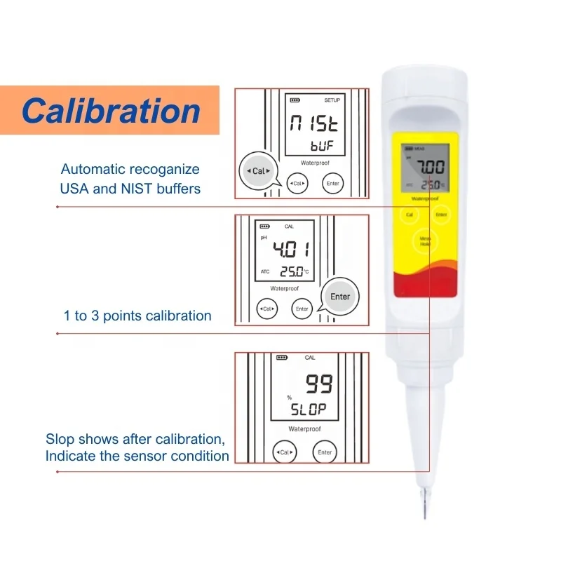 Spear Acidity Meter For pH Level Of Fruit Gels Paste Food Fermentation ATC 3 Point Calibration Function Puncture pH Tester