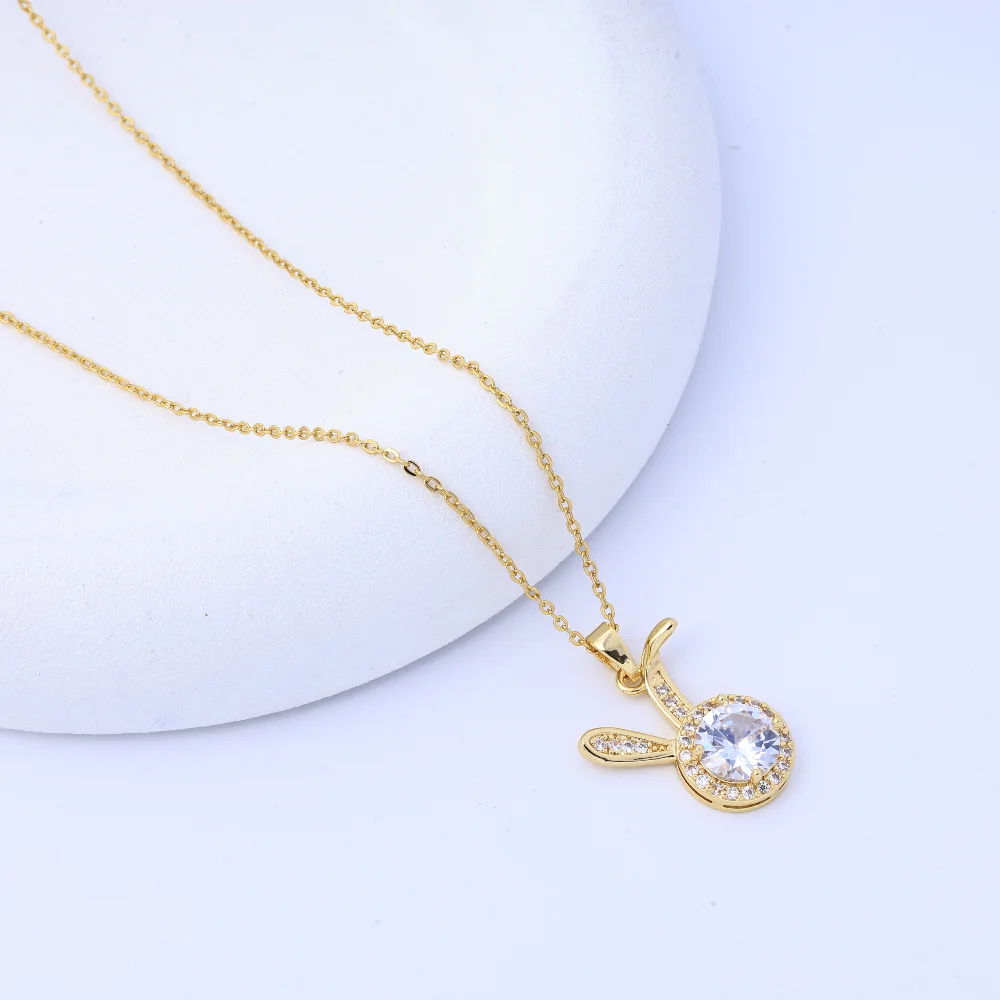 Beautiful Necklace: Full Zirconium Rabbit Pendant with Rabbit Ears - Niche Luxury, Versatile Design, Perfect Gift for 2025, Fore