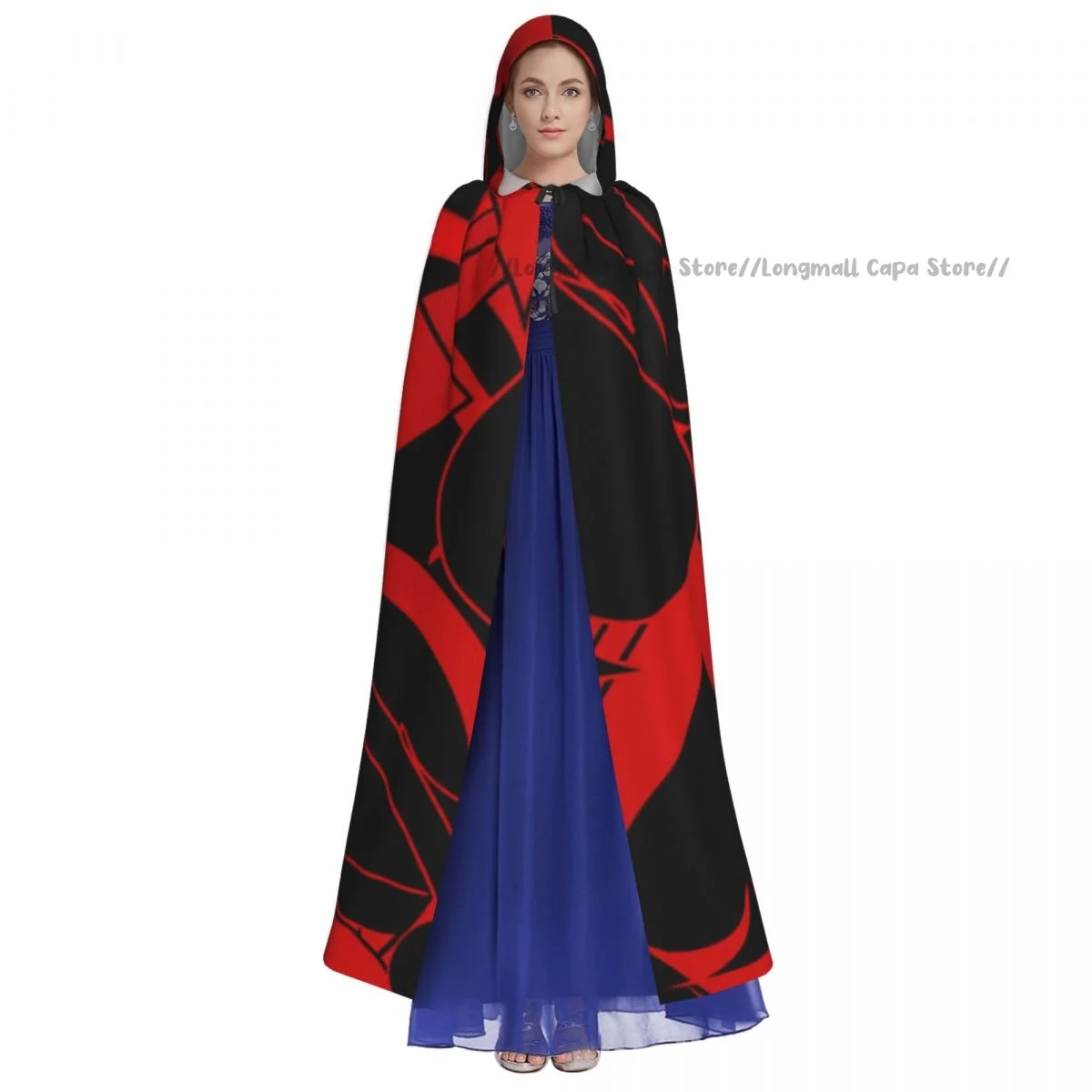 Cosplay Medieval Costumes Abstract Card Suits, Texture, Design Hooded Cloak Capes Long Robes Jackets Coat Carnival