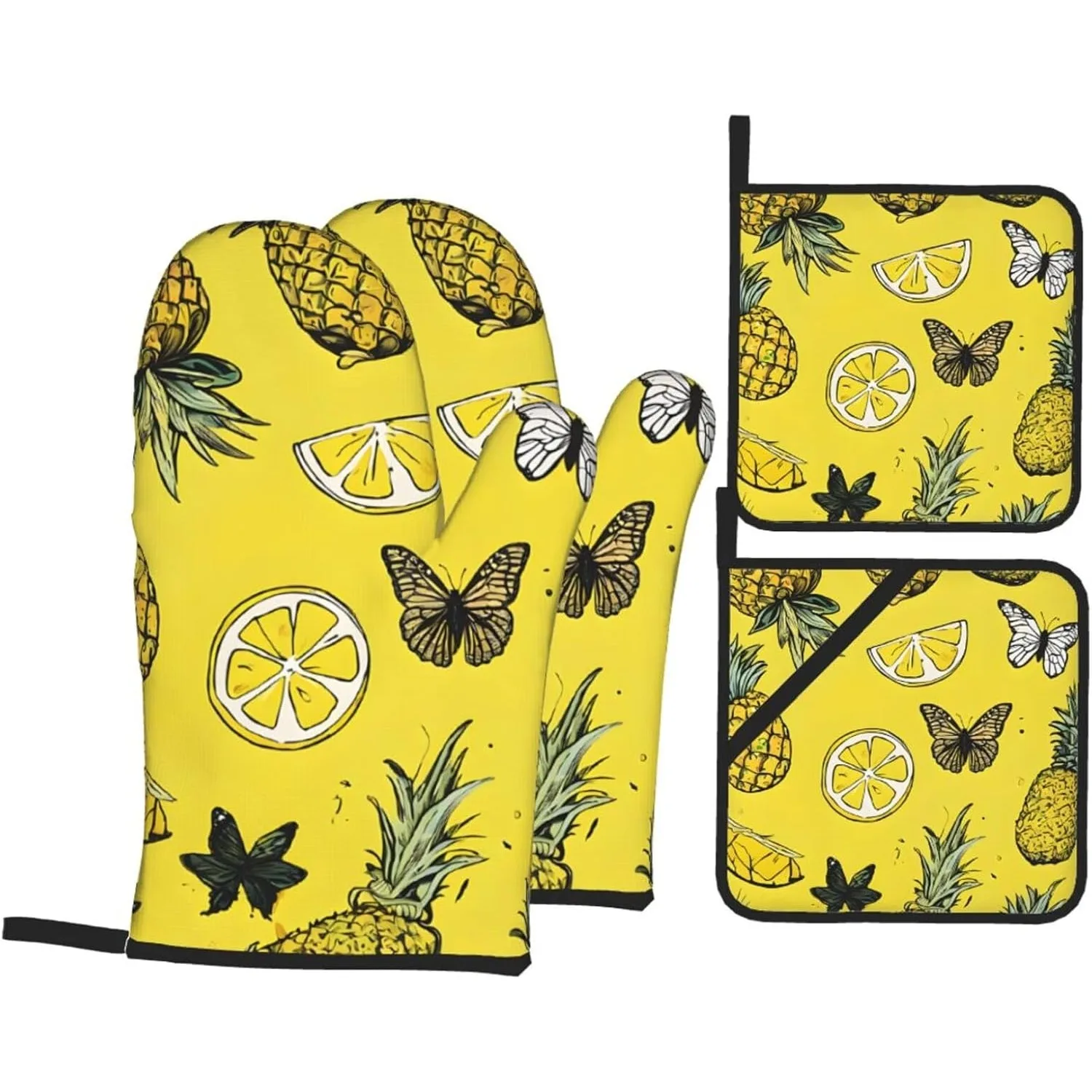 Oven Mitts and Pot Holders Sets Farmhouse Kitchen Gloves for Cooking Grilling Baking BBQ Mushroom Pot Holders Cook
