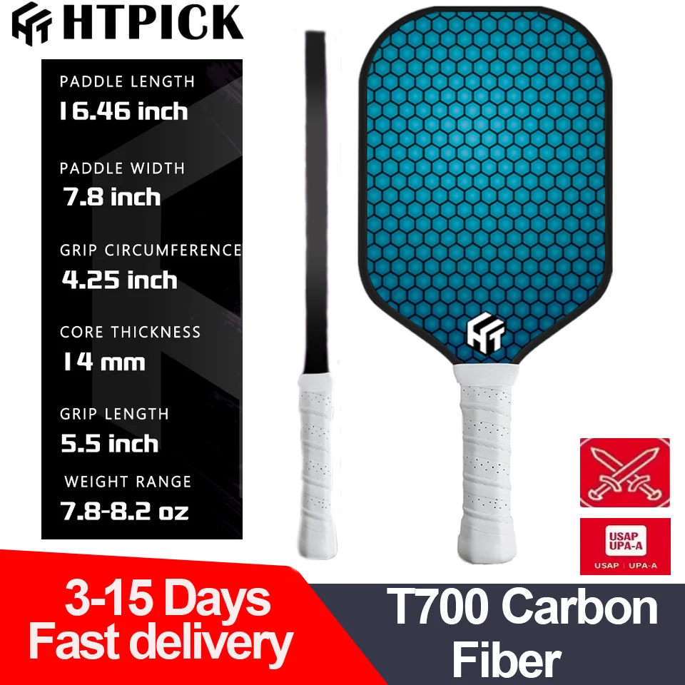 

HTPICK T700 CarbonFiber Paddle Pro Pickleball Gear 14 мм Pickleball, одобренный Usapa, легкий пиклбол