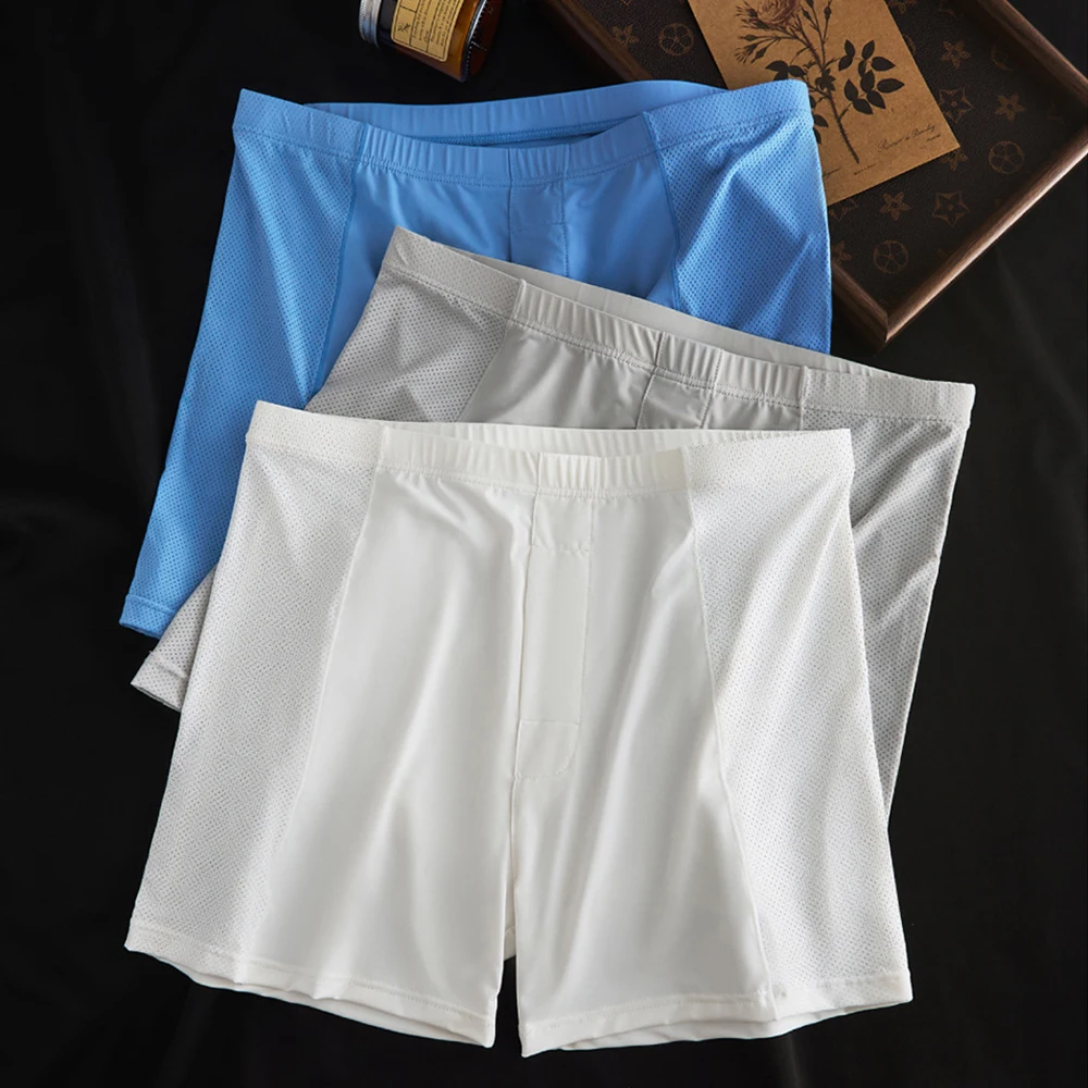 Casual Loose Air Conditioned Shorts Ultra-thin Quick-dry Ice Silk Men's Panties Double-side Breathable Mesh Menswear Underwear